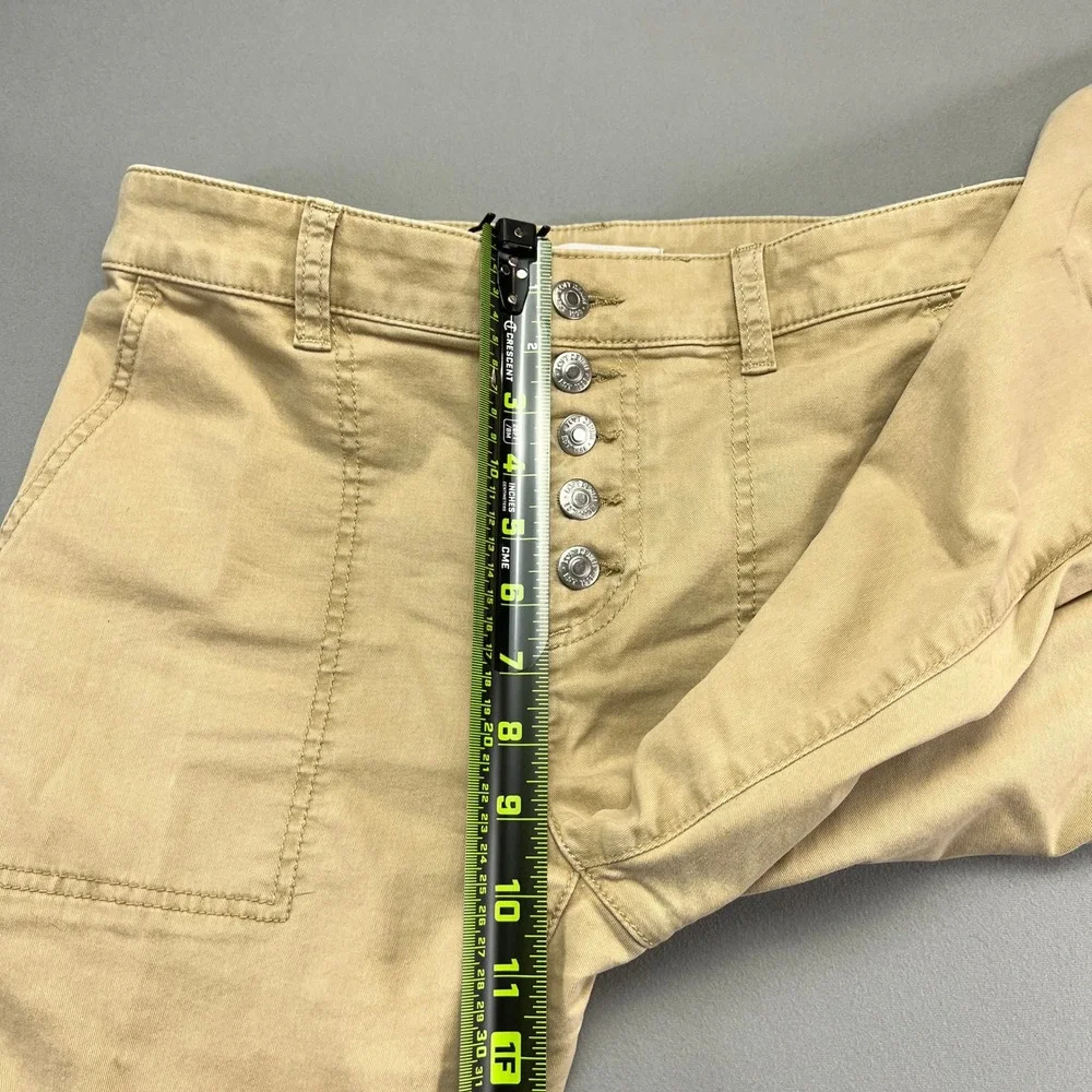Loft Chino Pants Womens 4 Tan Cotton Stretch Resort Wear Straight Leg Frayed Hem